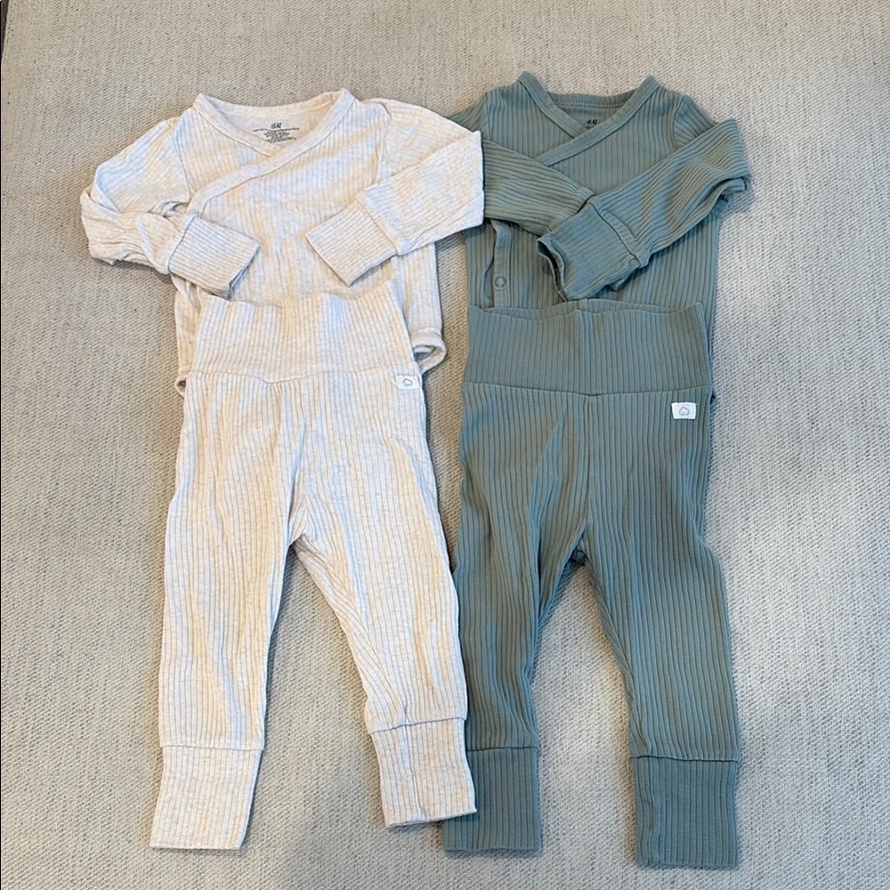 H&M Grow With Me Kimono Snap Onesie and matching leggings sets